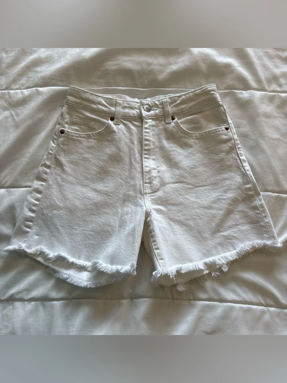 H&M White Long Denim Shorts